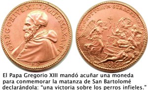 Monedas del papa Gregorio para conmemorar matanza de San Bartolomé