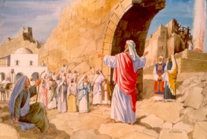 El profeta Hageo predicando al pueblo de Israel.