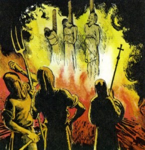 Cristianos protestantes en la hoguera