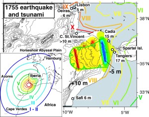 El gran terremoto y tsunami de 1755.