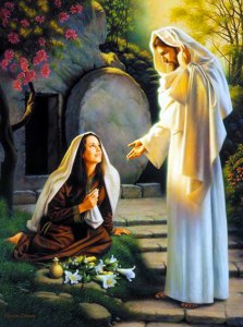 María Magdalena con Jesús resucitado.